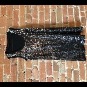 black sequined t-shirt dress